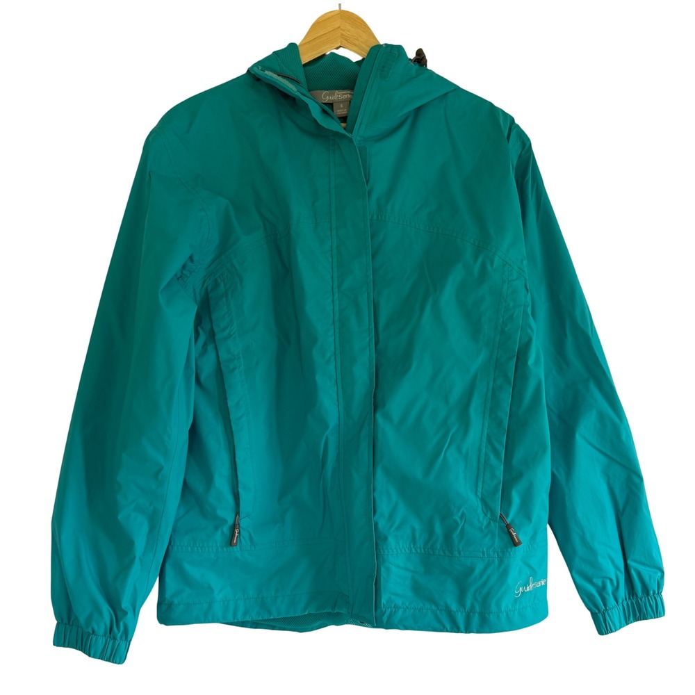 Gander Mountain Guide Series Teal Blue Hooded Rain Jacket Windbreaker Womens S
